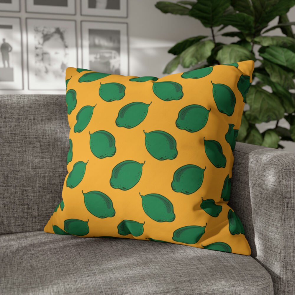 Green Lime on Mustard Yellow Euro Shams - Image 4