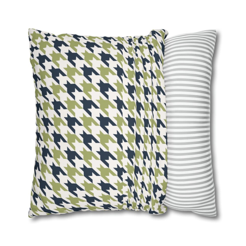 Blue Green Houndstooth on White Euro Shams - Image 2