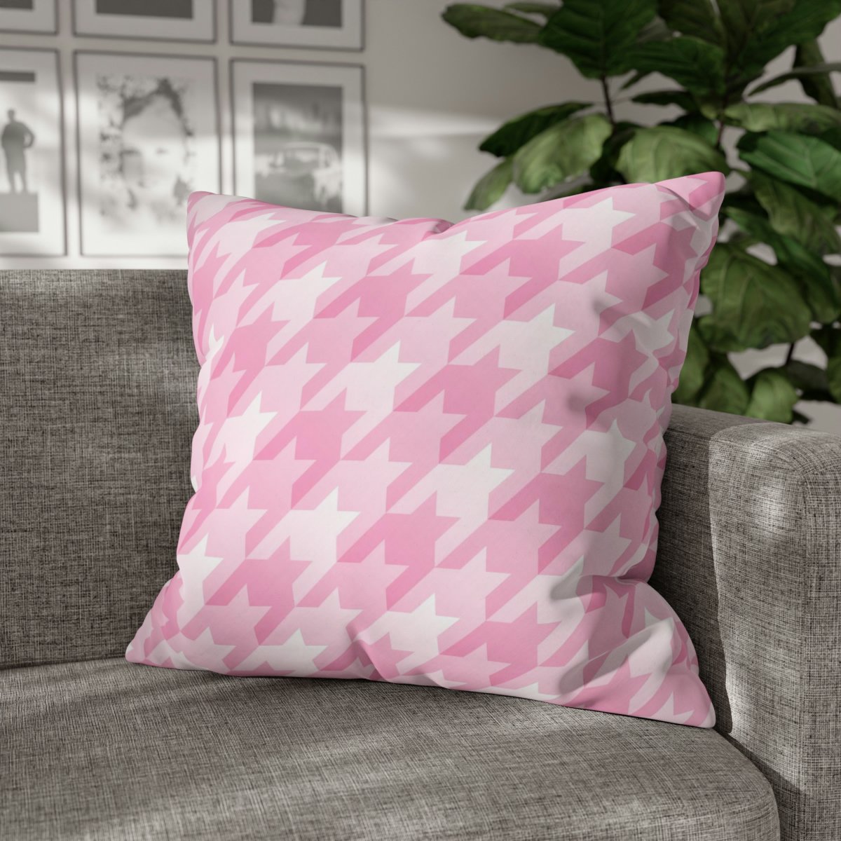 Modern Pink Houndstooth Euro Shams - Image 4
