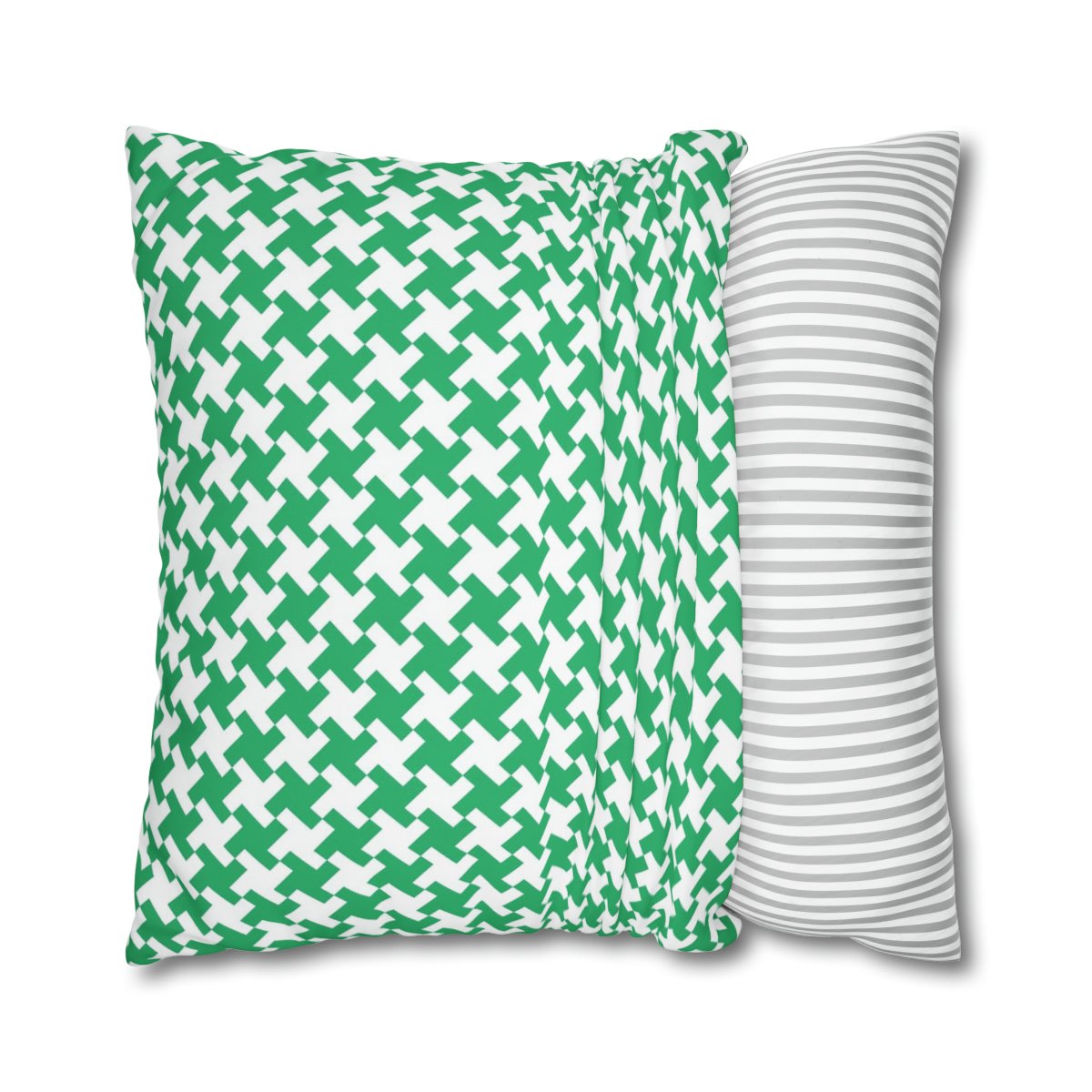 Houndstooth Fabric Green White Euro Shams - Image 2