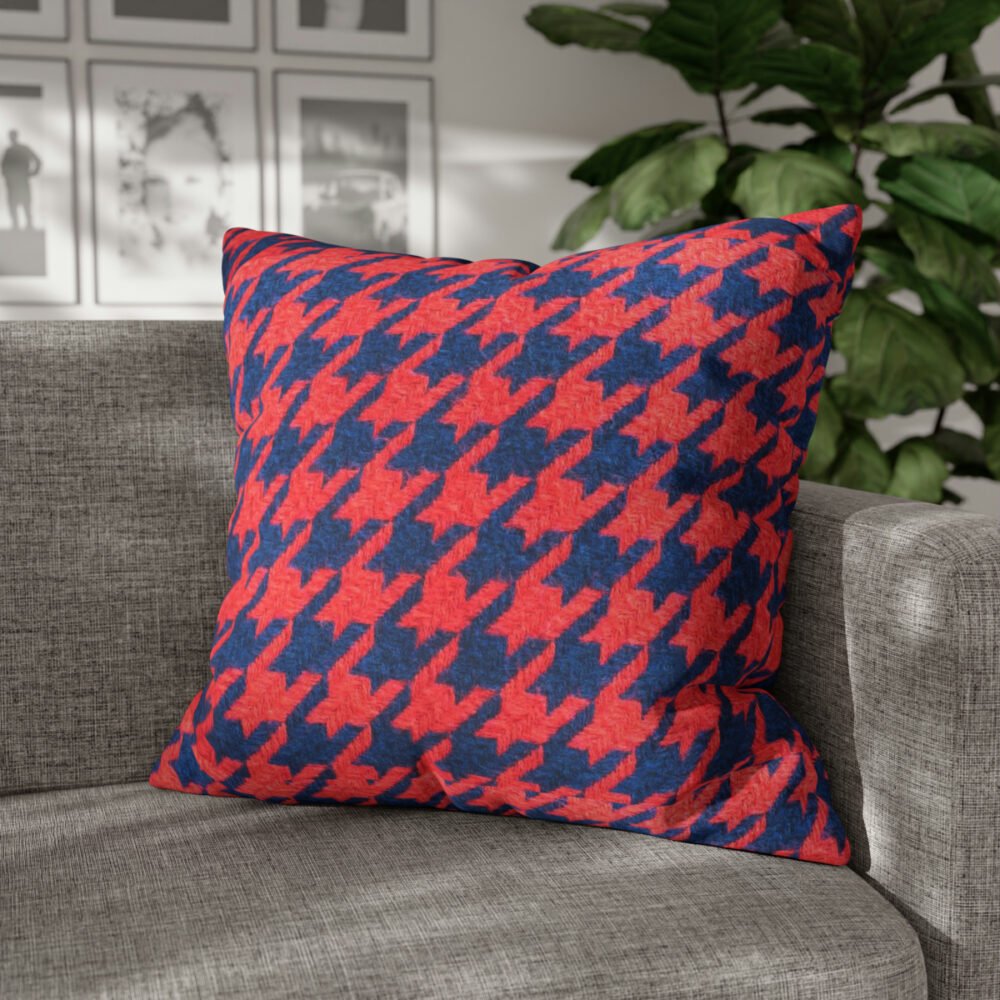 Beautiful Navy n Red Houndstooth Euro Shams - Image 4