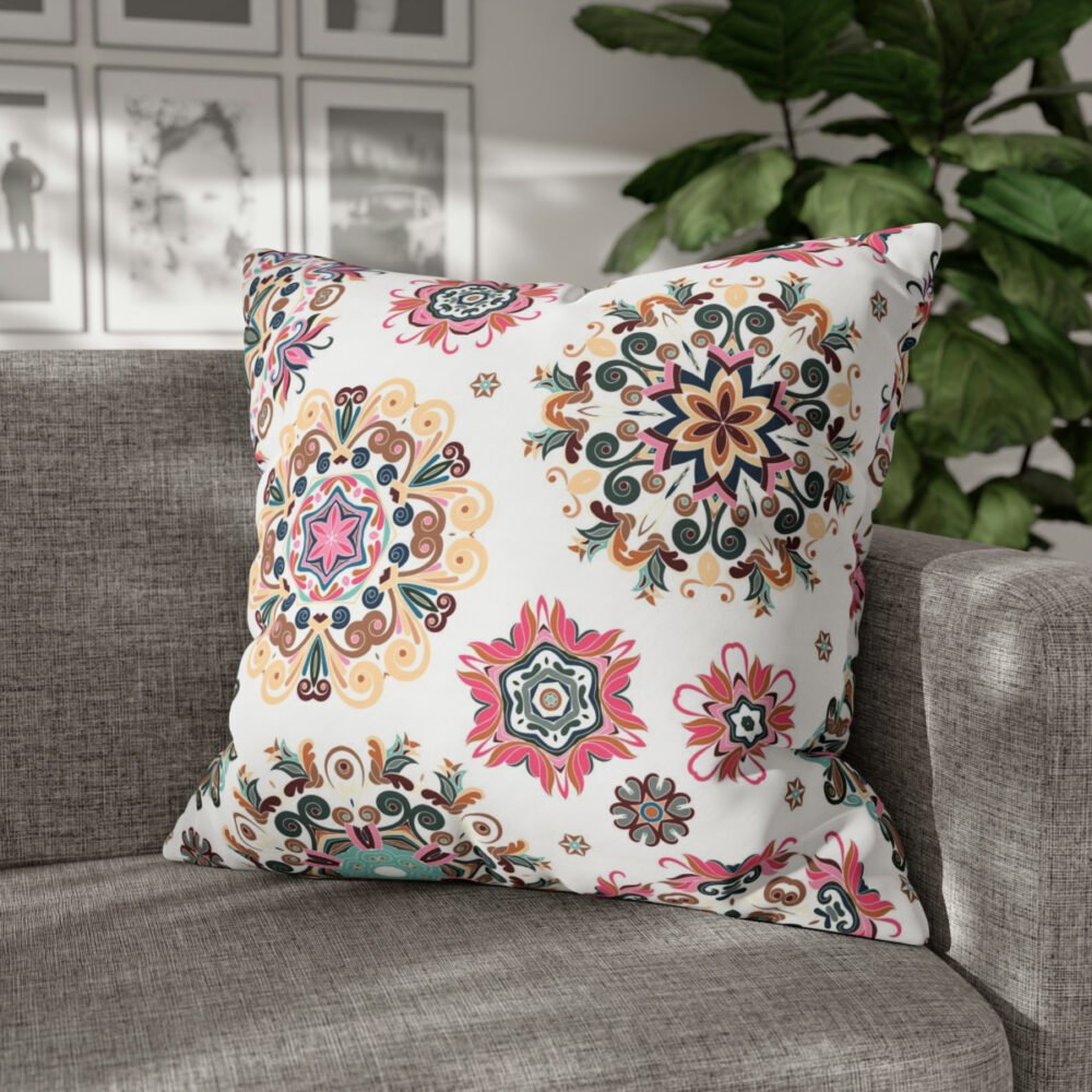 Delicate Pastel Snowflake on White Euro Shams - Image 4
