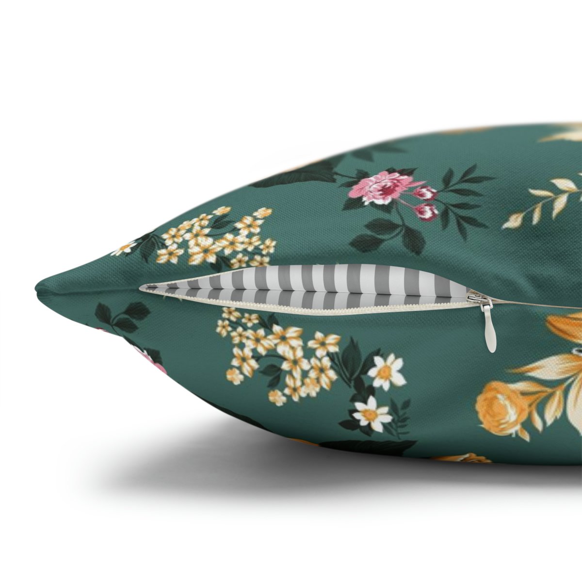 Orange Flower Print on Sage Green Euro Shams - Image 3