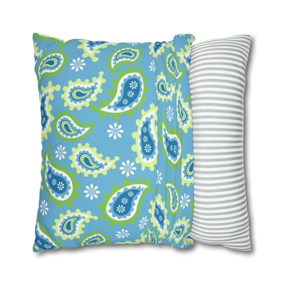Fancy Blue Paisley Euro Pillow Shams - Image 2