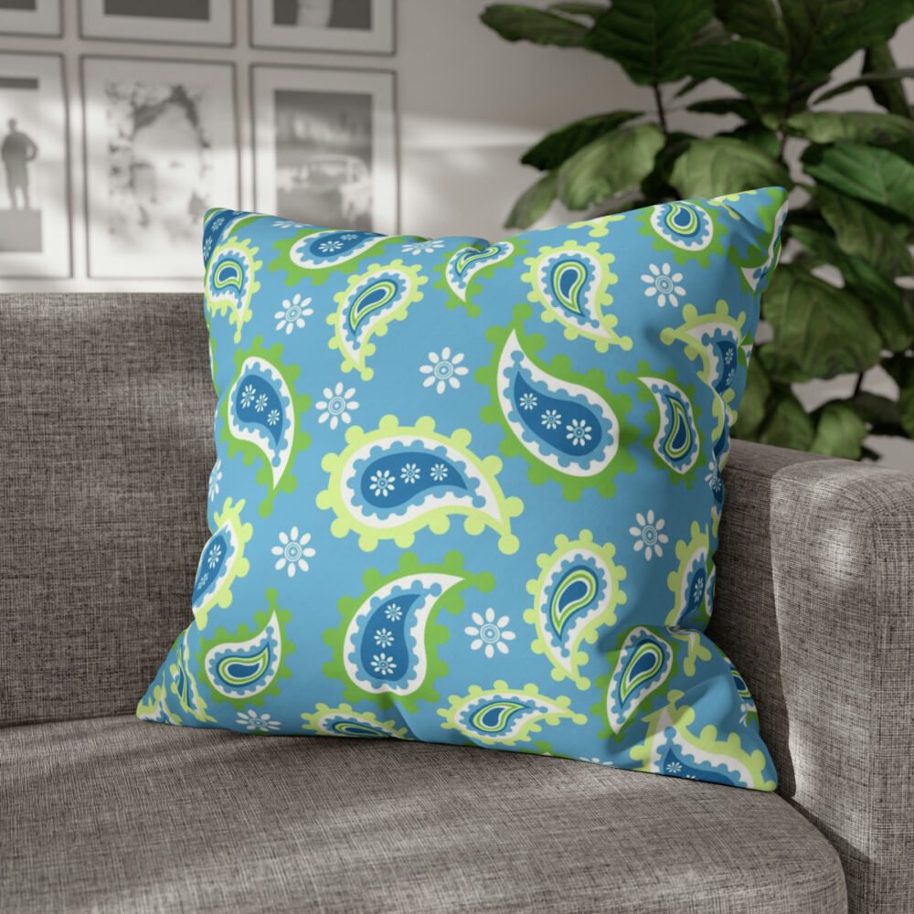 Fancy Blue Paisley Euro Pillow Shams - Image 4