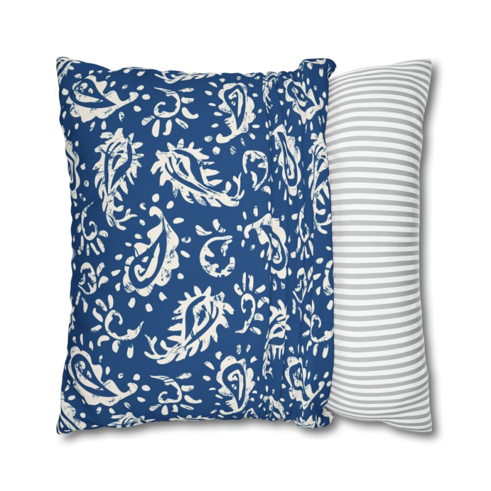 Classic Blue Paisley Euro Pillow Shams - Image 2