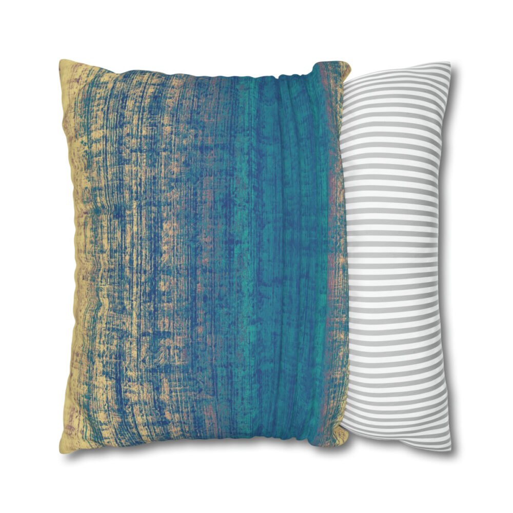 Retro Beige Blue Grunge Textured Euro Shams - Image 2