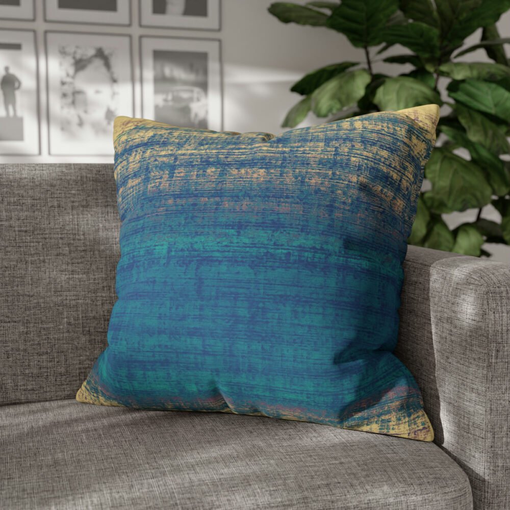 Retro Beige Blue Grunge Textured Euro Shams - Image 4