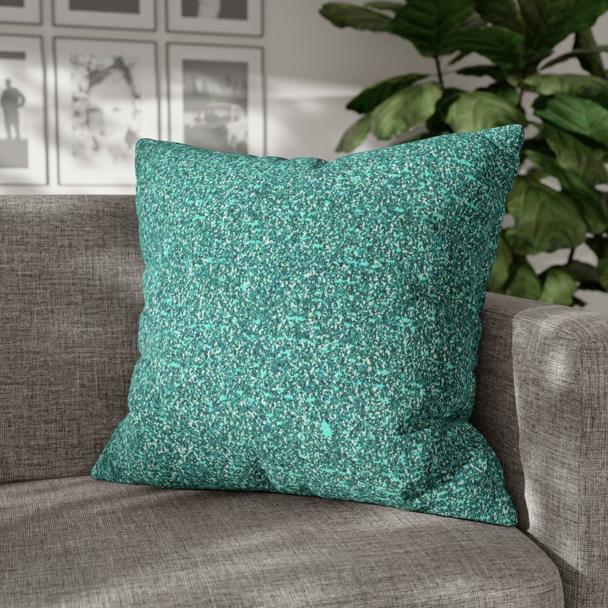 Teal Glitter Euro Pillow Shams - Image 4