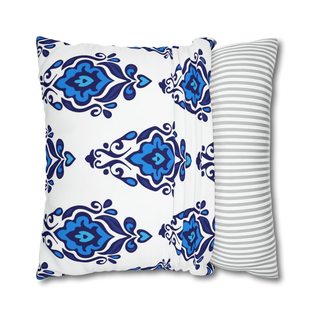 Luxury Damask Blue n White Euro Shams - Image 2