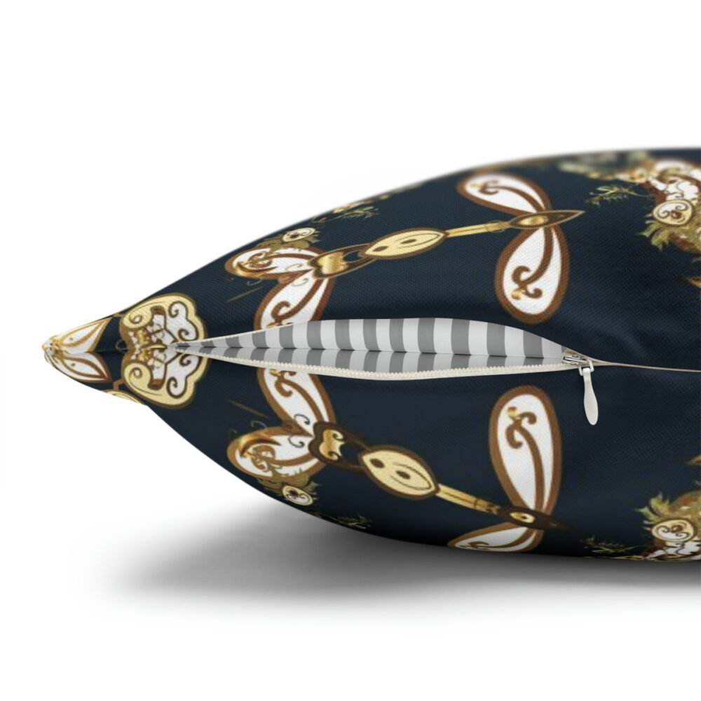 Modern Dark Navy n Gold Floral Art Euro Shams - Image 3