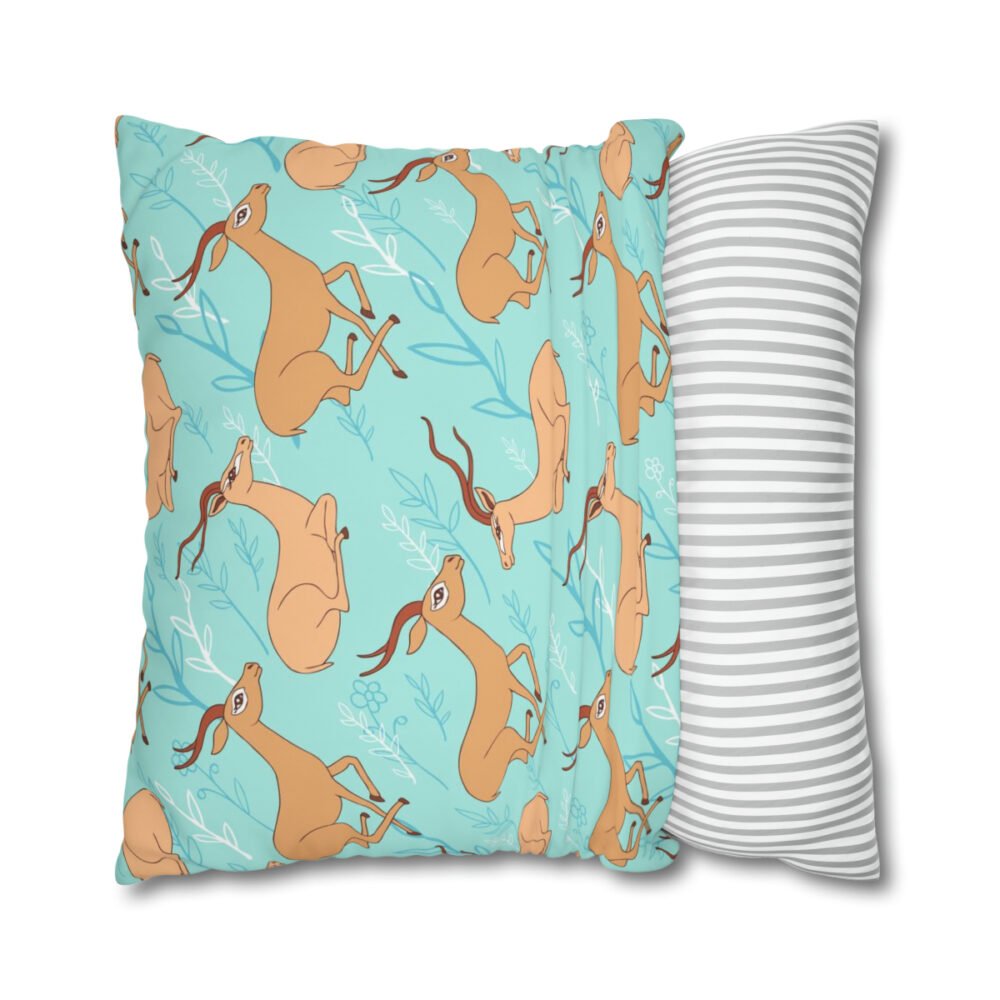 Cartoon Doodle Antelope Blue Euro Shams - Image 2