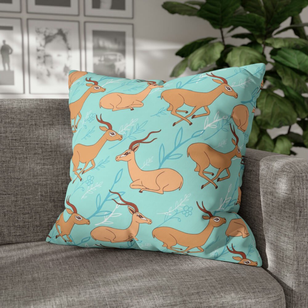 Cartoon Doodle Antelope Blue Euro Shams - Image 4