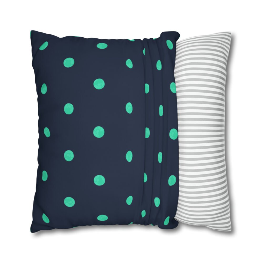 Green Polka Dot on Navy Bedding Euro Shams - Image 2