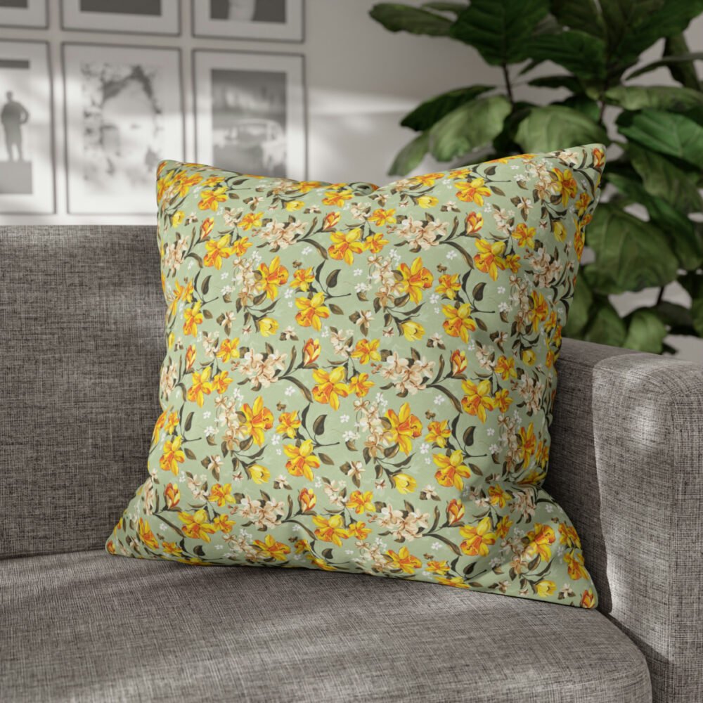 Stylish Bright Yellow Floral Euro Shams - Image 4