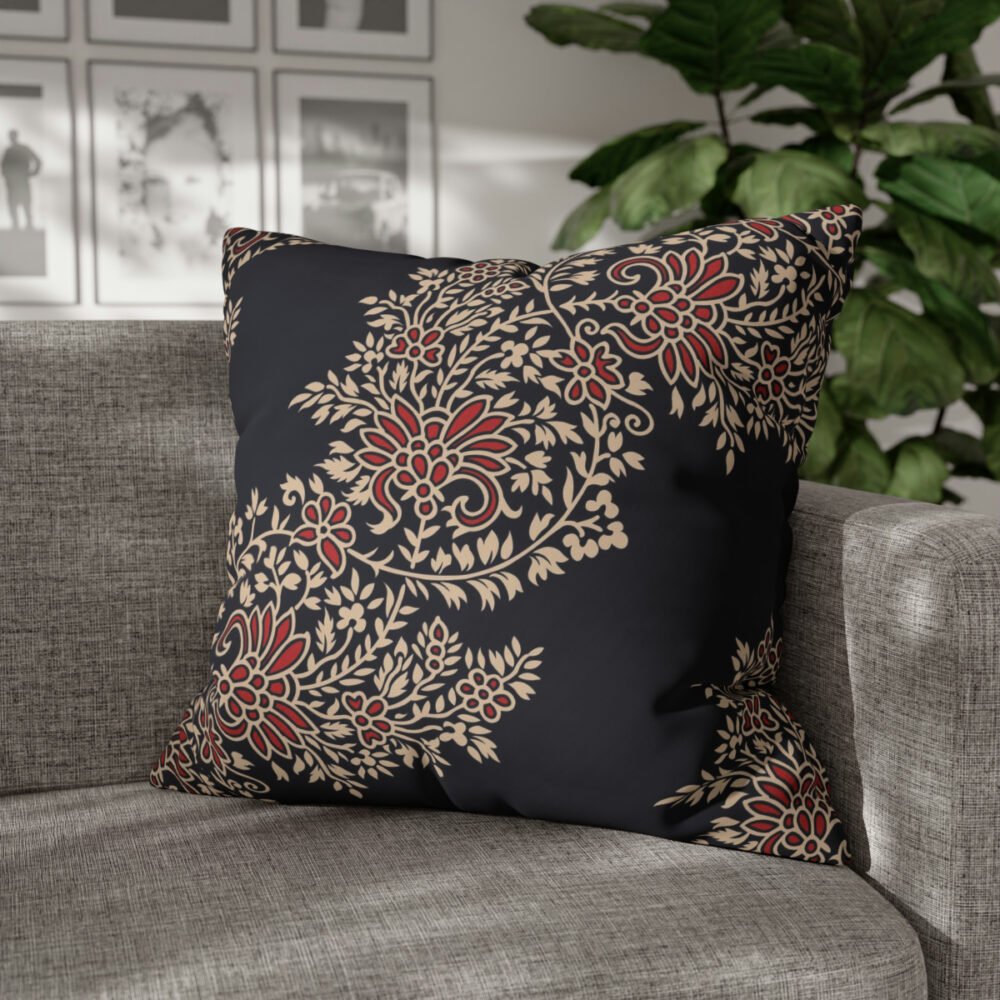 Vintage Floral Print on Black Euro Shams - Image 4