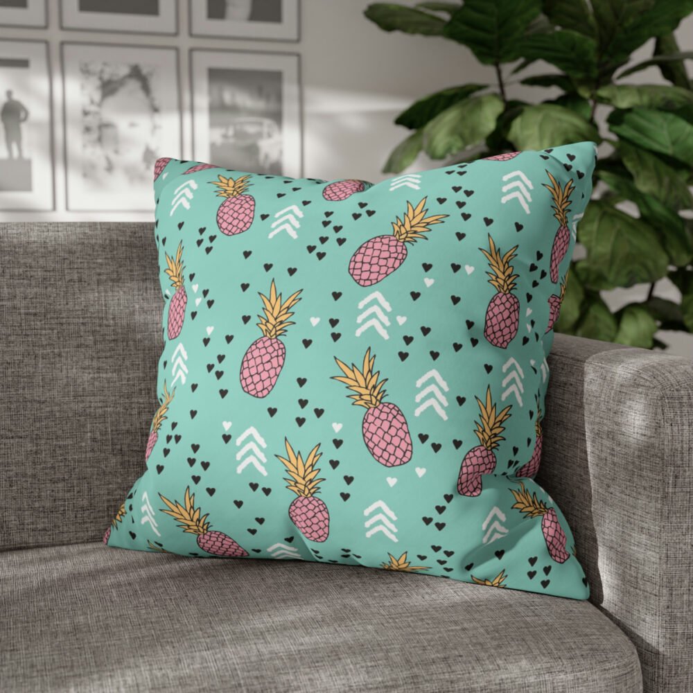 Pink Pineapples on Pastel Green Euro Shams - Image 4