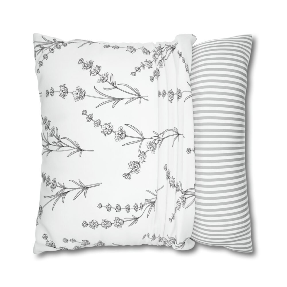Printed Lavender Flower on White Euro Pillow Shams - Image 2