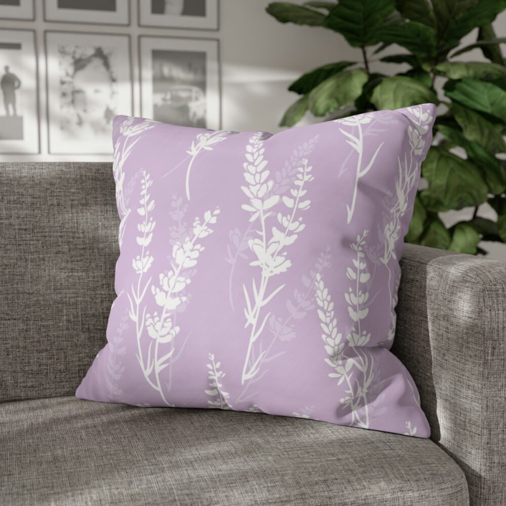 Beautiful Lavender Flower Print on Purple Euro Shams - Image 4