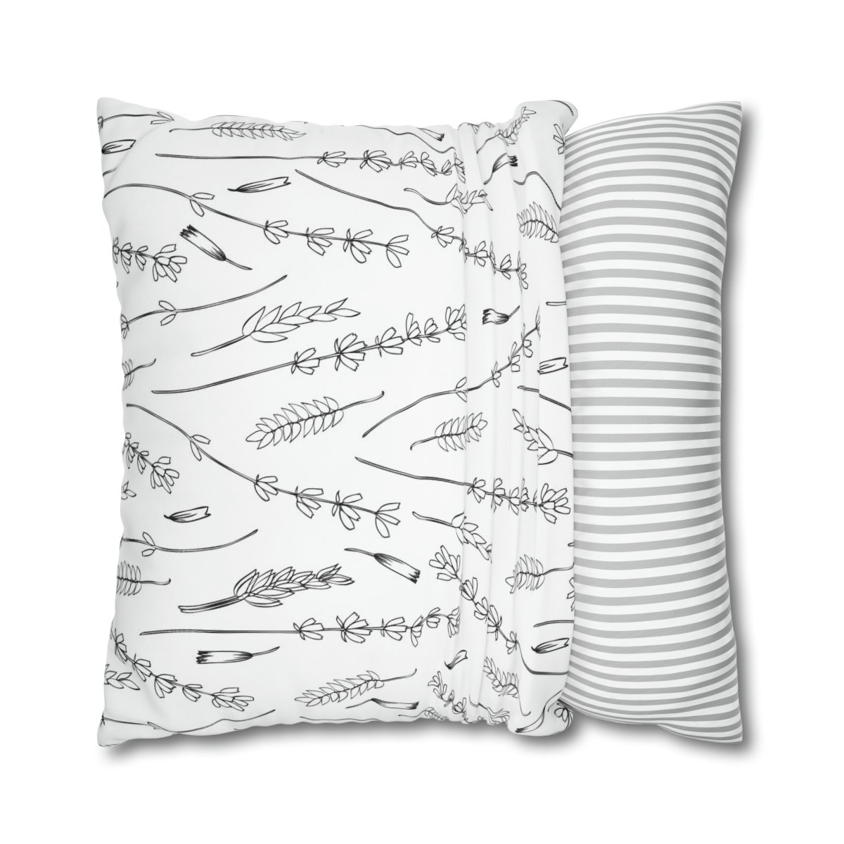 Printed Lavender Flower Print on White Euro Shams - Image 2