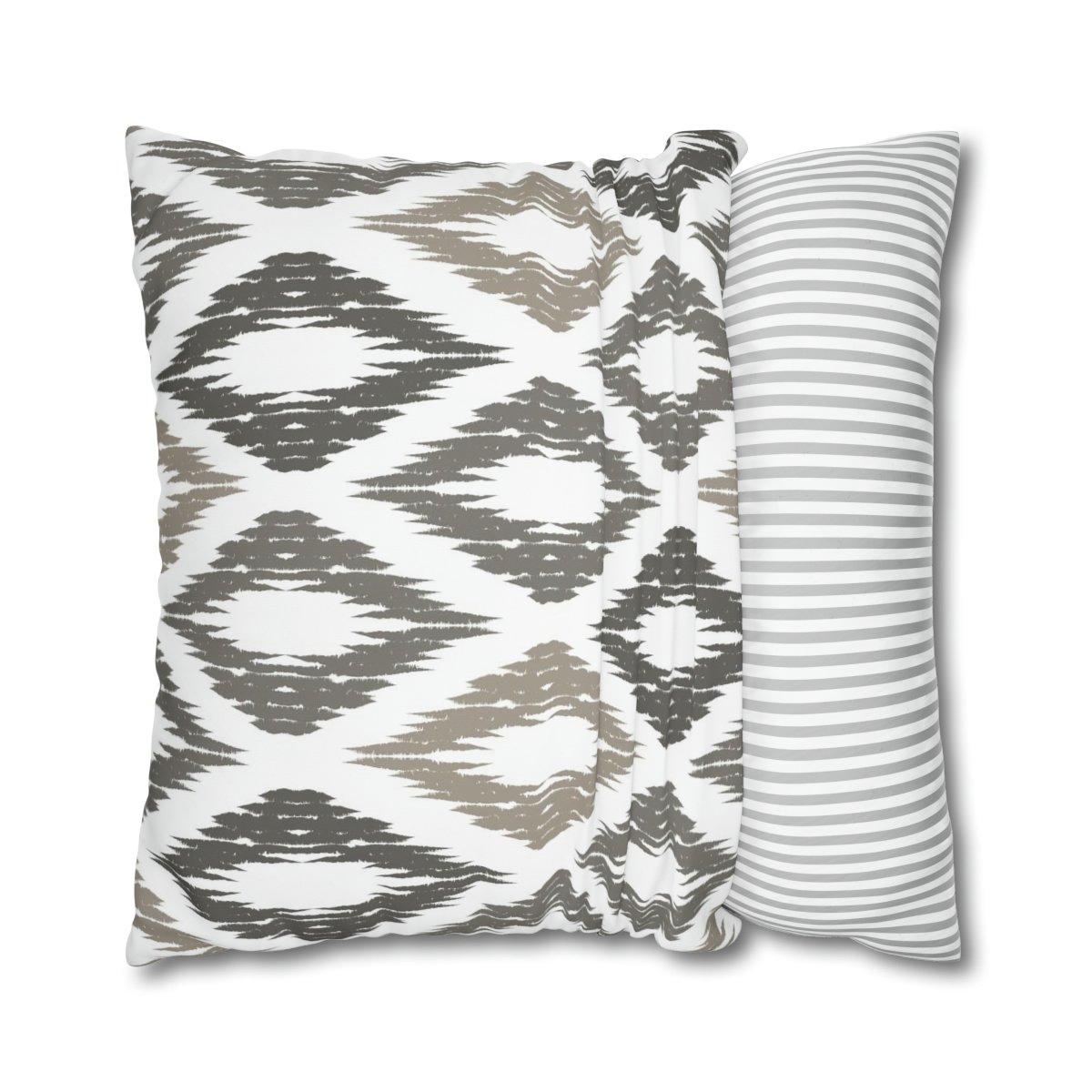 Grey n White Ikat Ogee Euro Shams - Image 2