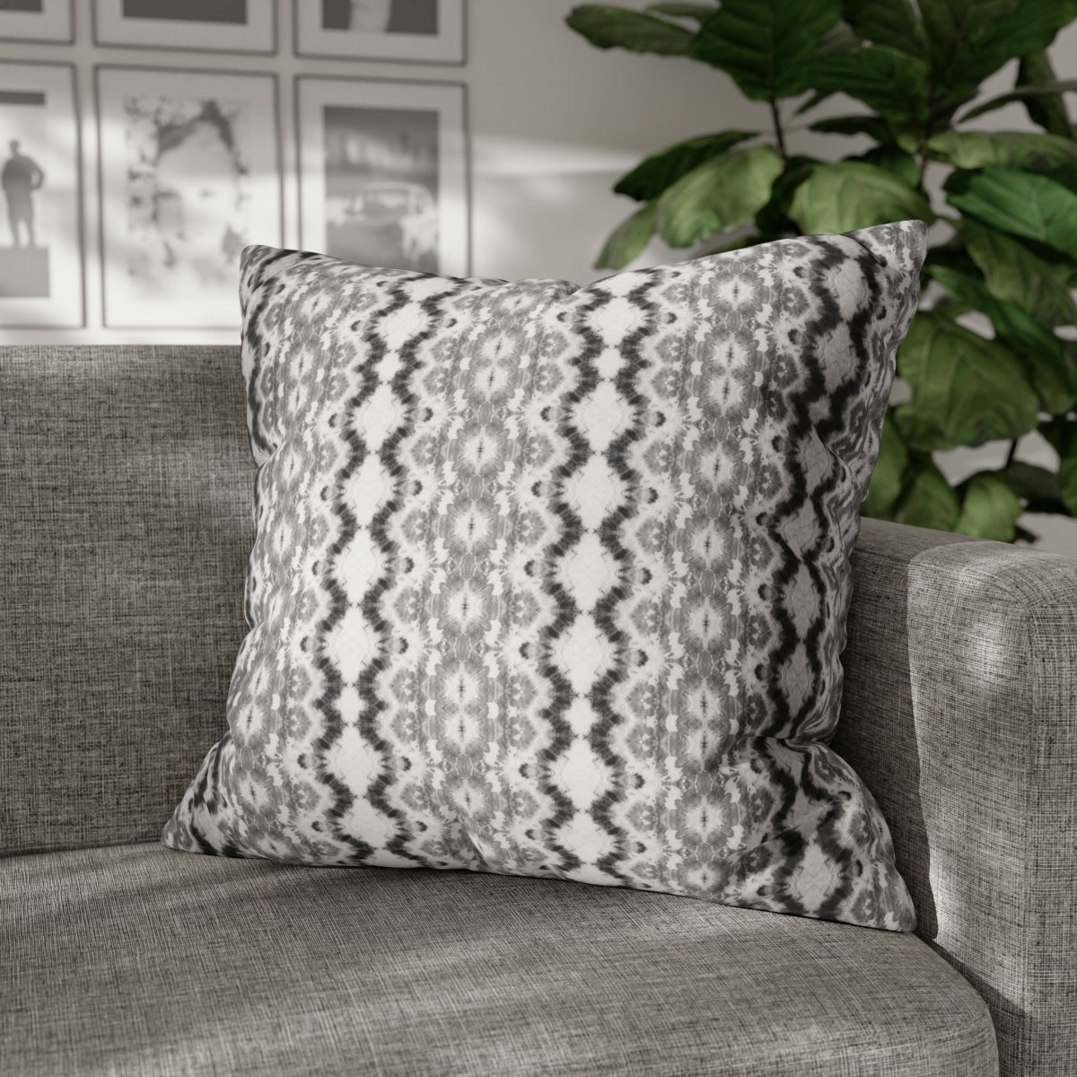 Traditional Ikat Grey n White Euro Shams - Image 4