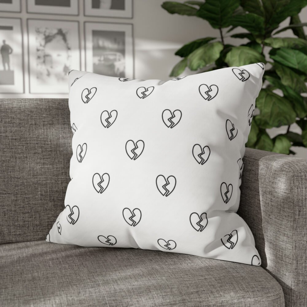 Printed Broken Heart Black n White Euro Shams - Image 4