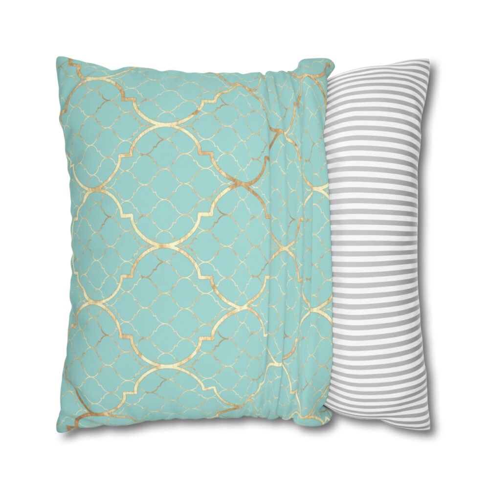 Moroccan with Gold Line on Teal Euro Shams - Image 2