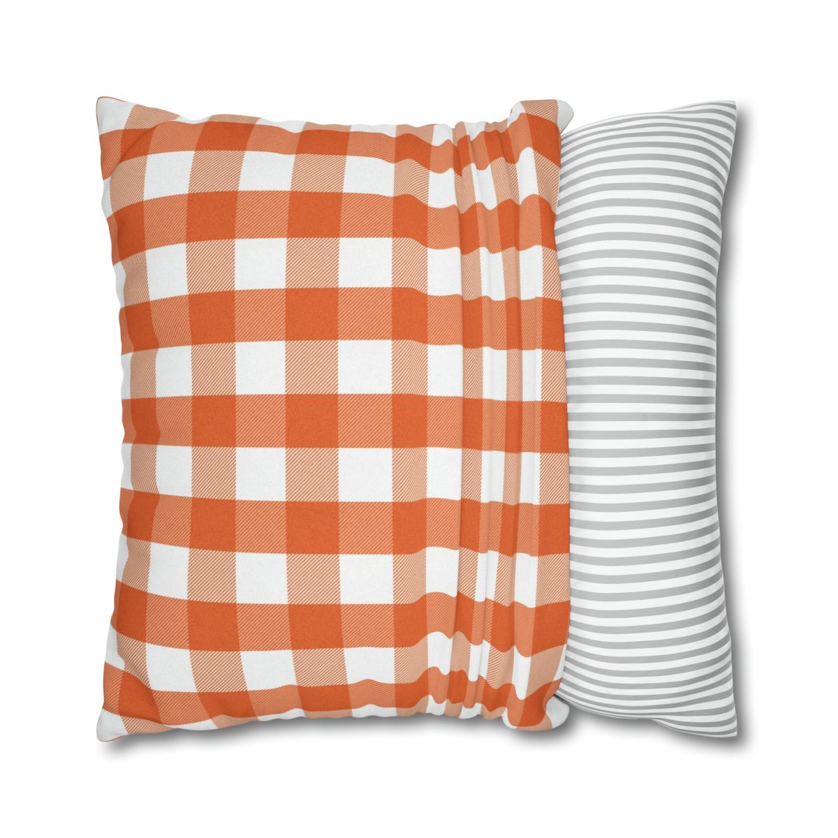 Orange Buffalo Plaid Euro Pillow Shams - Image 2
