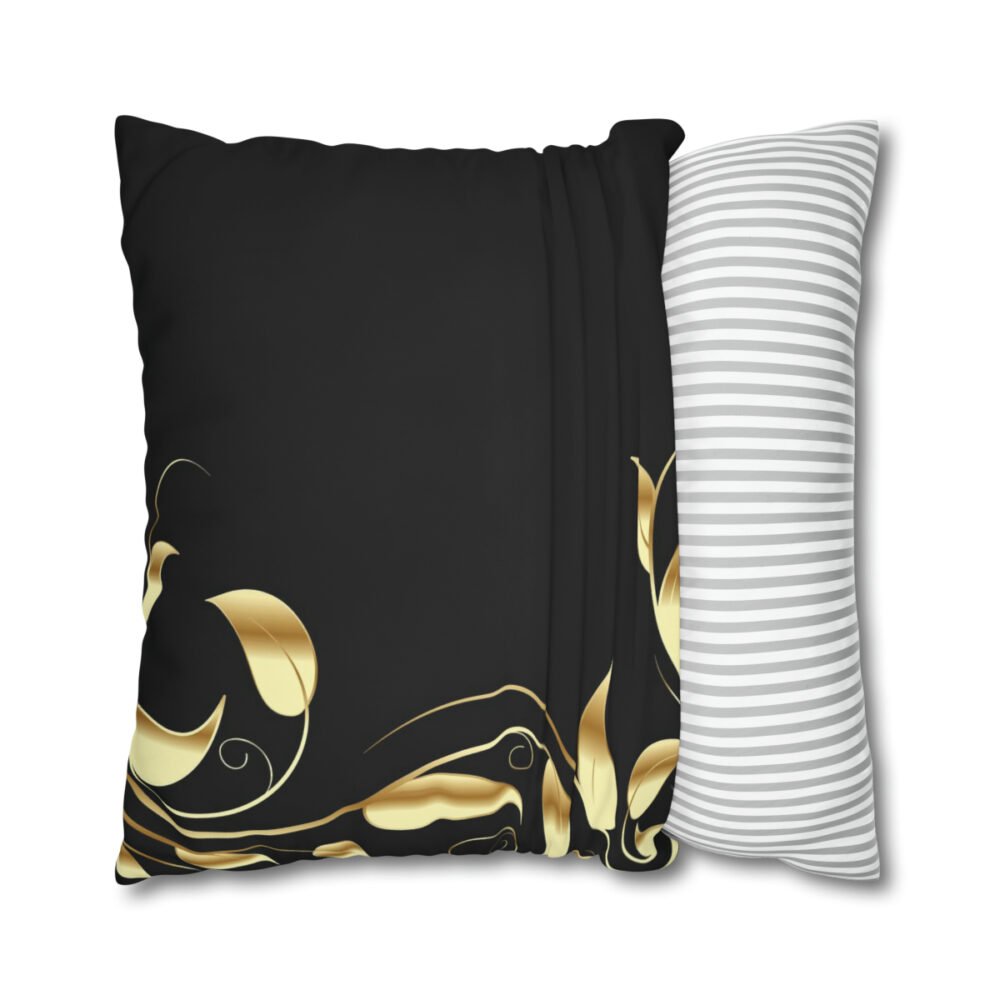 Gold Floral Design on Black Euro Pillow Shams to Match Your Decor - Image 2