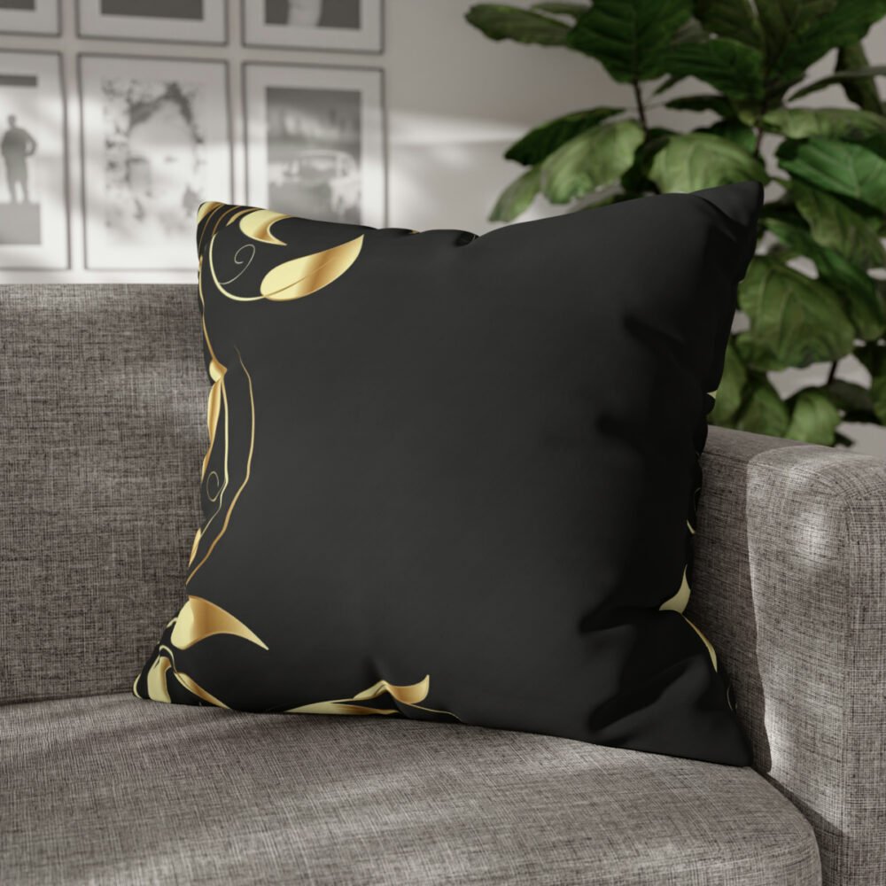 Gold Floral Design on Black Euro Pillow Shams to Match Your Decor - Image 4