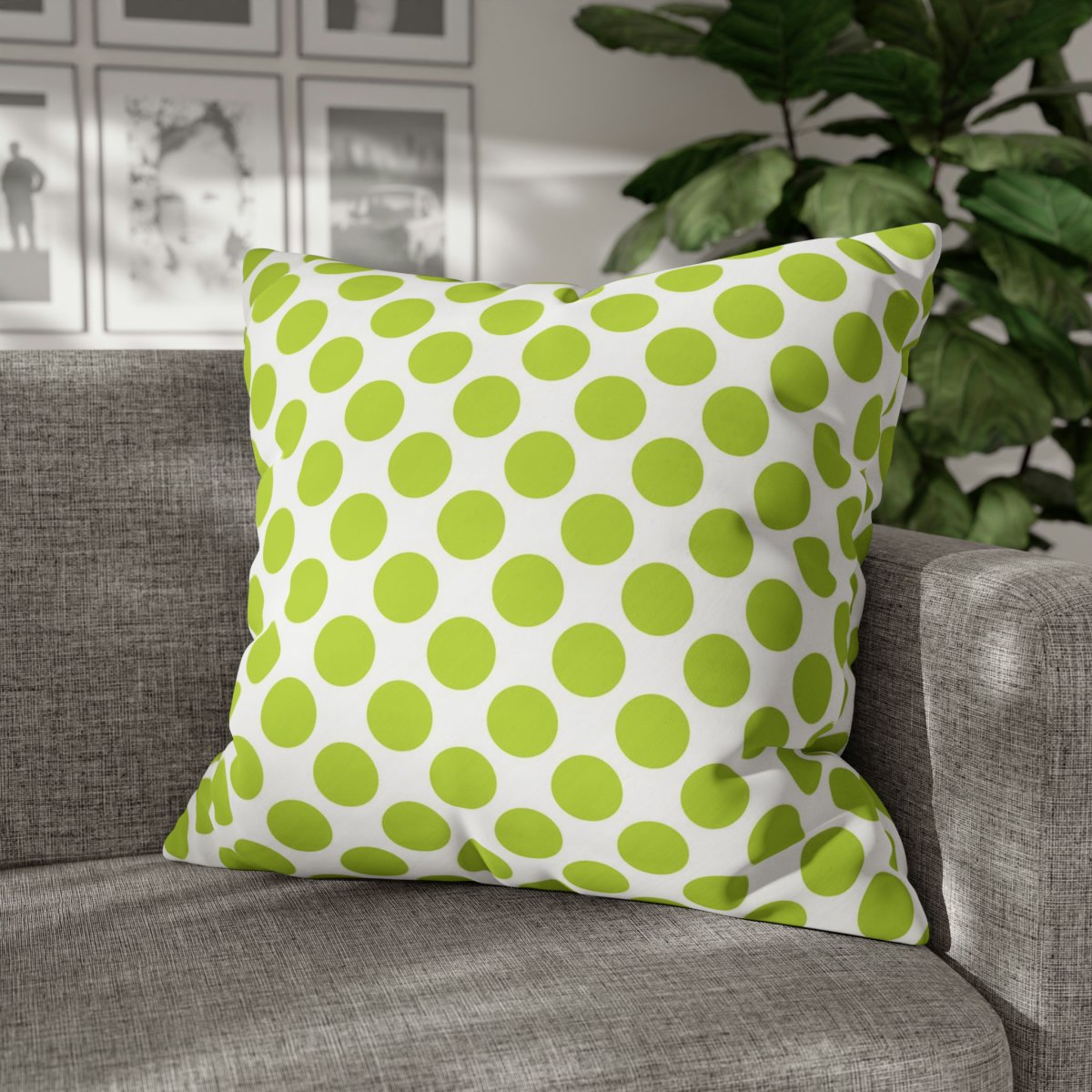 Printed Lime Green Polka Dots Euro Shams - Image 4