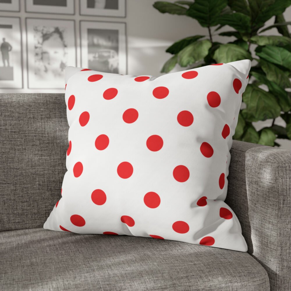 Retro Red and White Polka Dot Fabric Euro Shams - Image 4