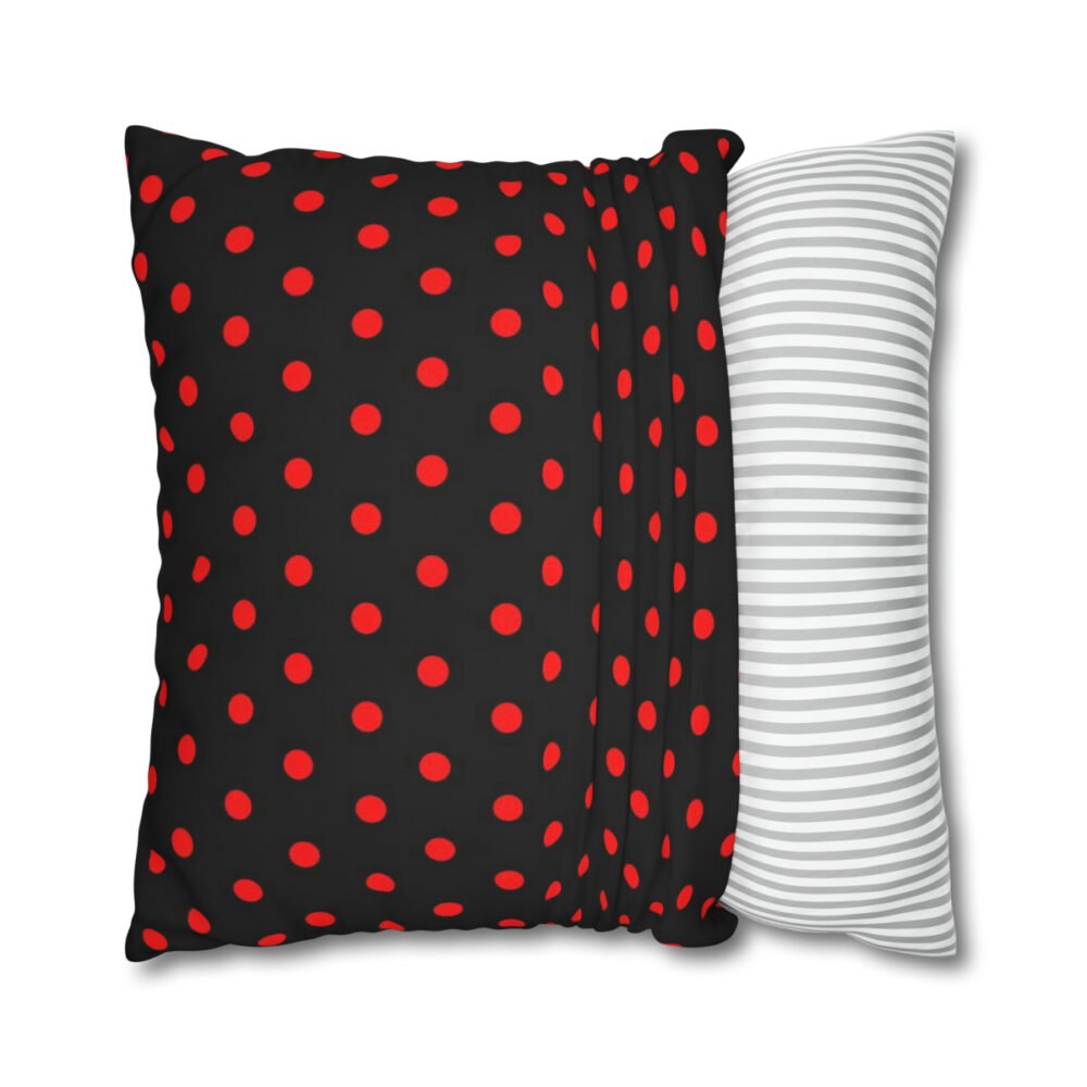 Trendy Red Polka Dots on Black Euro Shams - Image 2