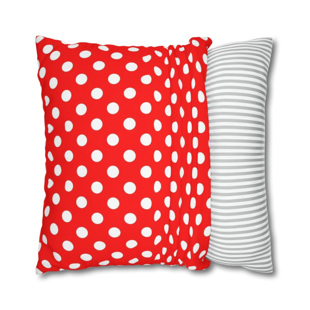 Classic Small White Polka Dots on Red Euro Pillow Covers - Image 2