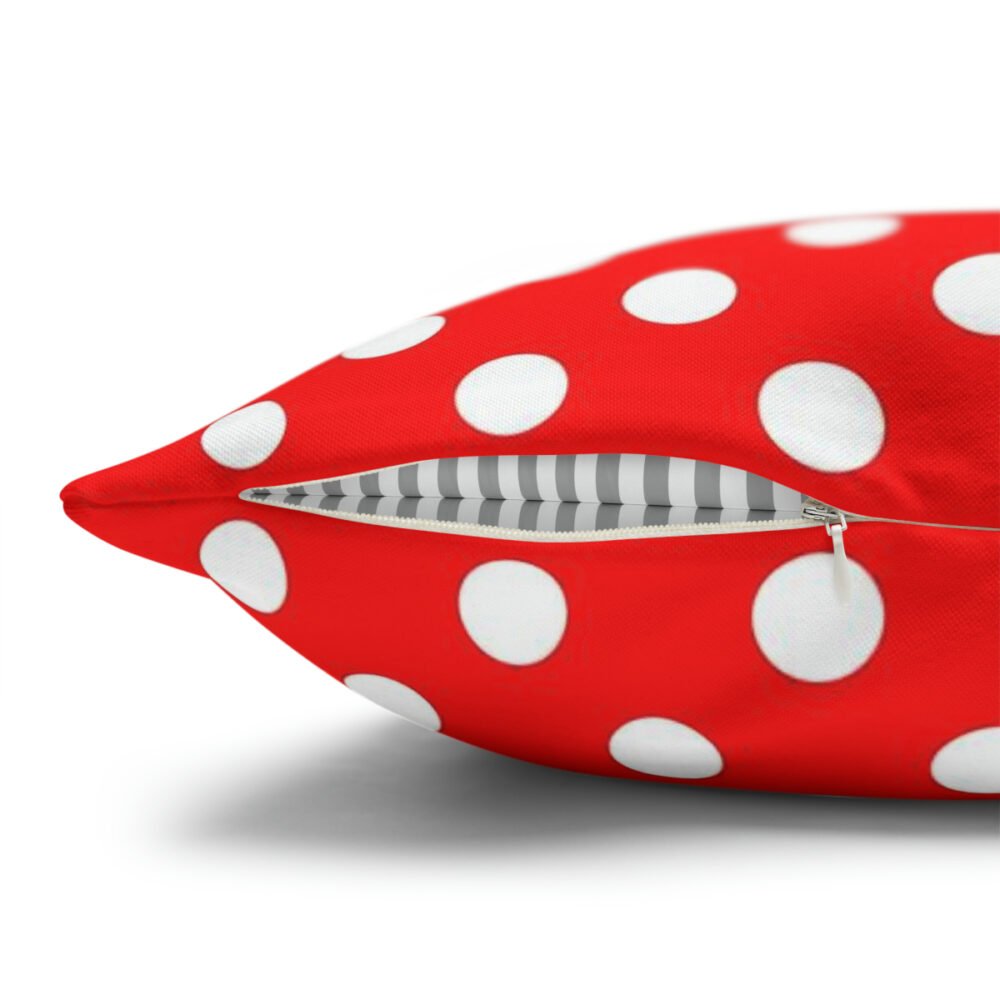Classic Small White Polka Dots on Red Euro Pillow Covers - Image 3