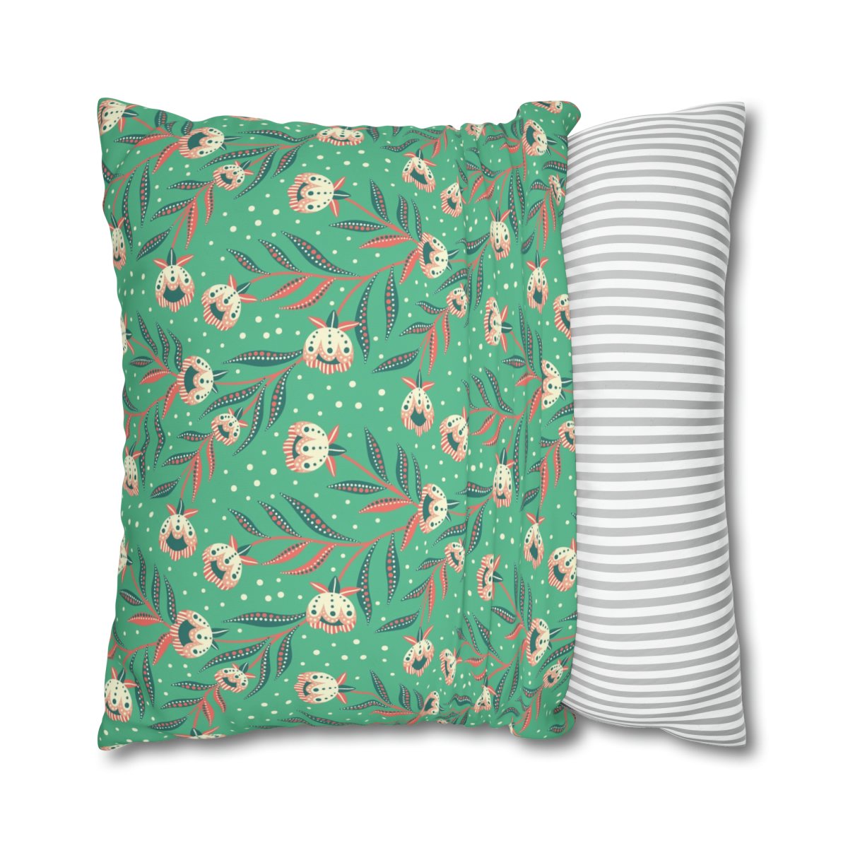 Floral Polka Dot Mint Green Euro Shams - Image 2