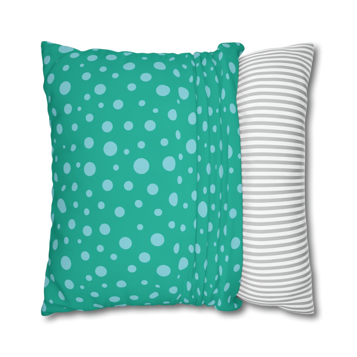 Printed Blue Polka Dots on Sea Green Euro Shams - Image 2