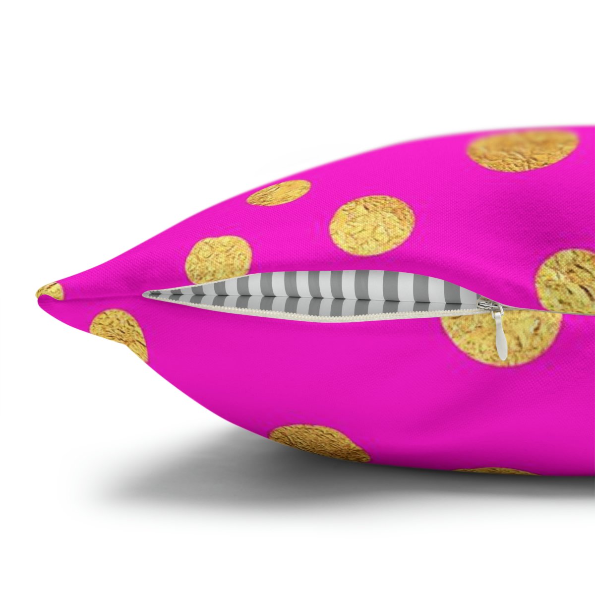 Gold Faux Foil Metallic Dots on Magenta Pink Euro Shams - Image 3