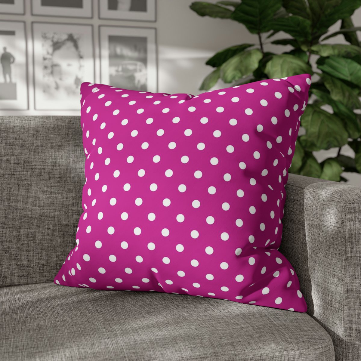 White Polka Dot on Pink Euro Shams - Image 4
