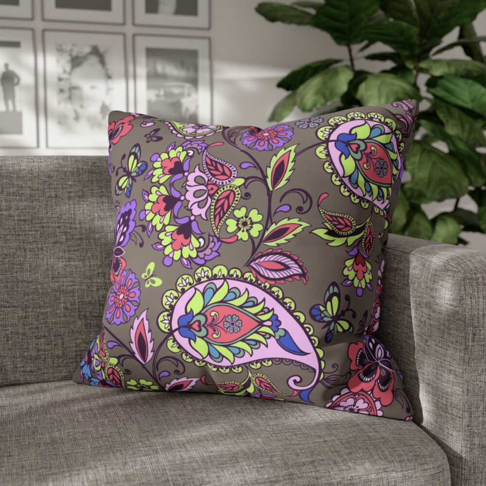 Printed Fancy Floral Paisley Pink Tones Euro Shams - Image 4