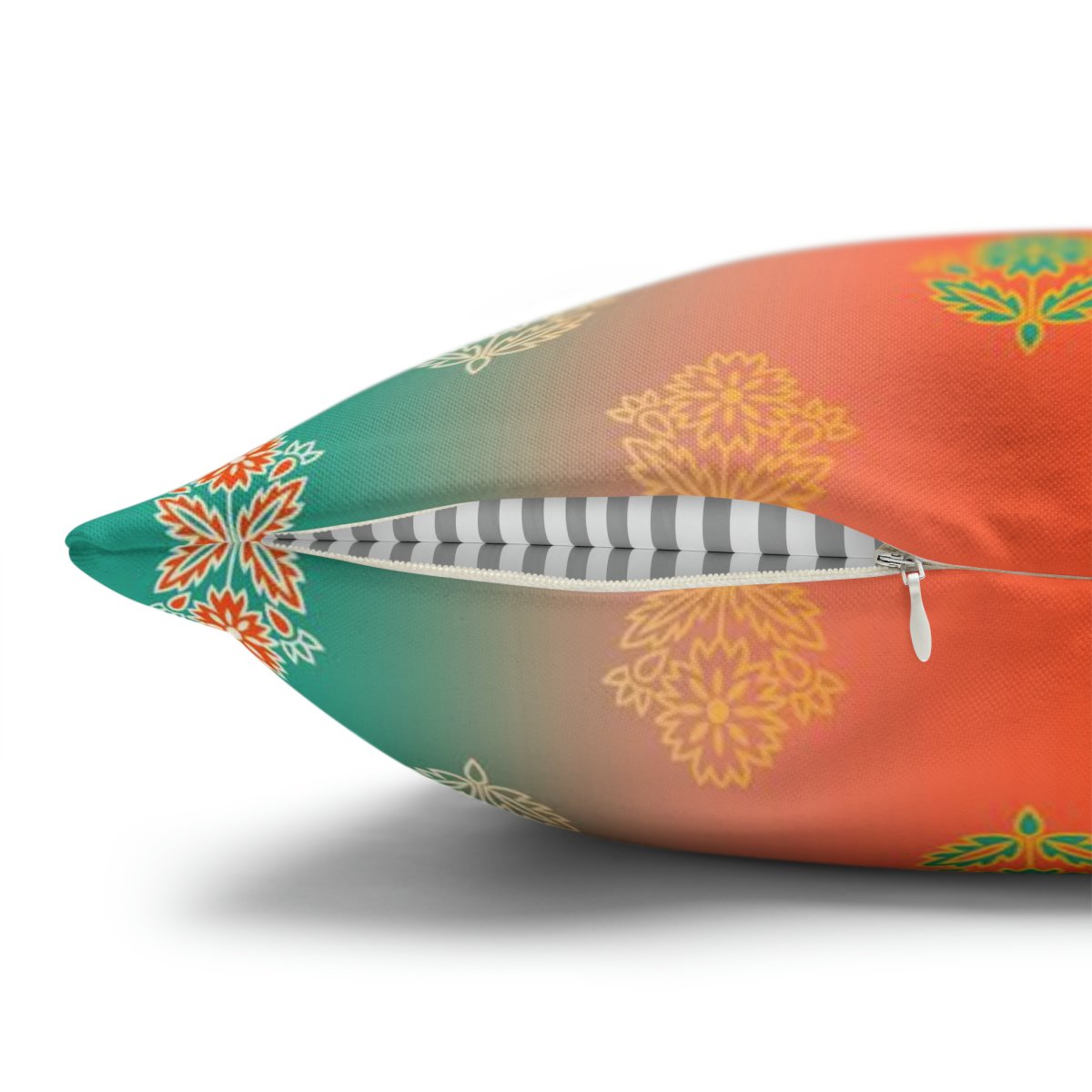 Elegant Orange n Teal Art Deco Batik Print Euro Shams - Image 3