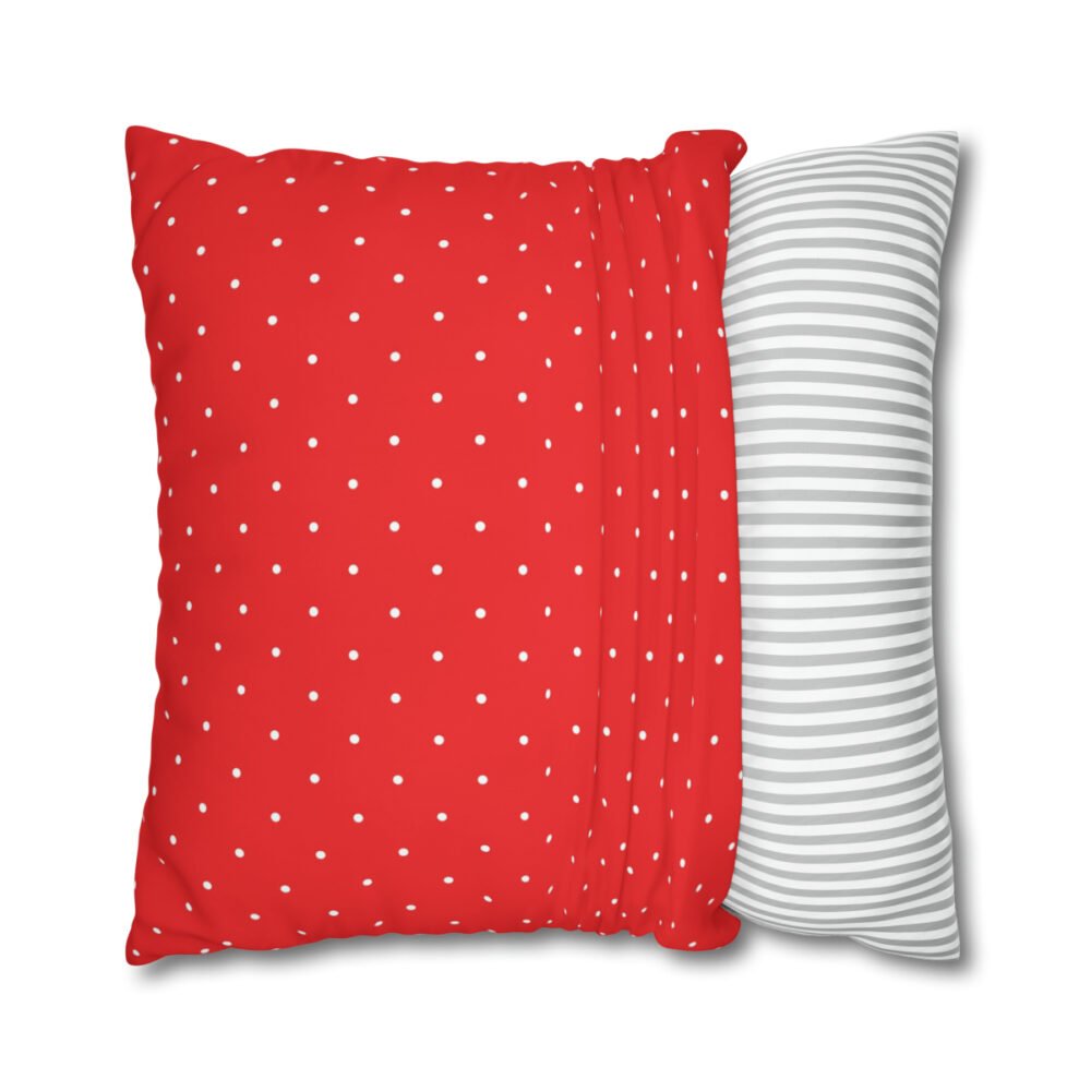 White Polka Dots on Red Bed Euro Shams - Image 2