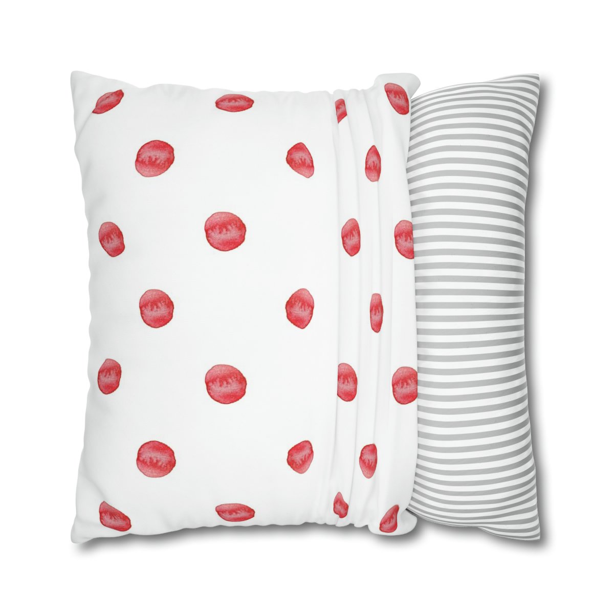 Random Maroon Polka Dots on White Euro Shams - Image 4