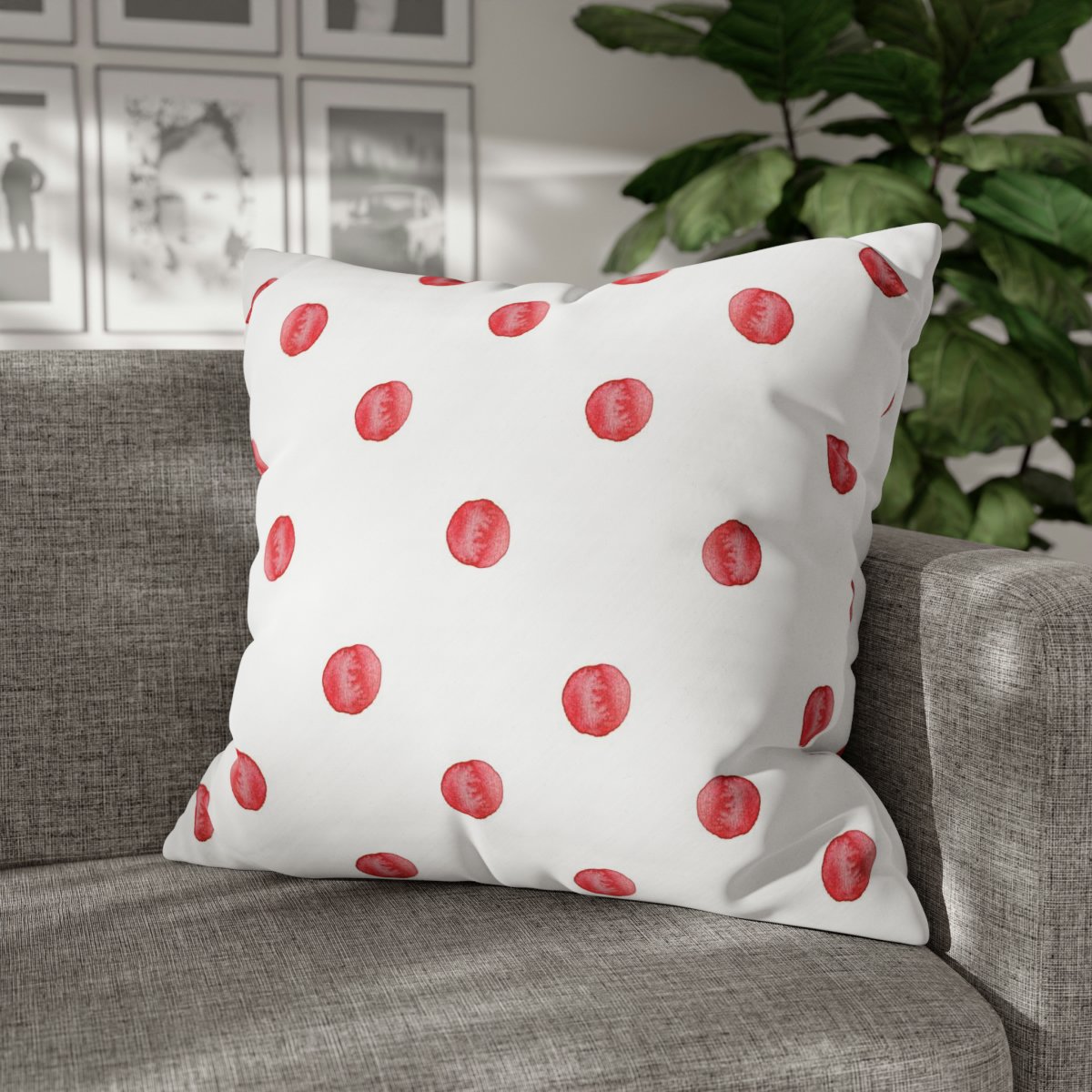 Random Maroon Polka Dots on White Euro Shams - Image 6