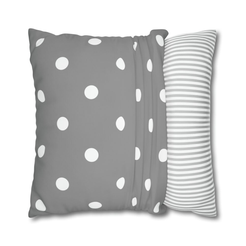 Gray White Polka Dot Euro Pillow Shams - Image 2