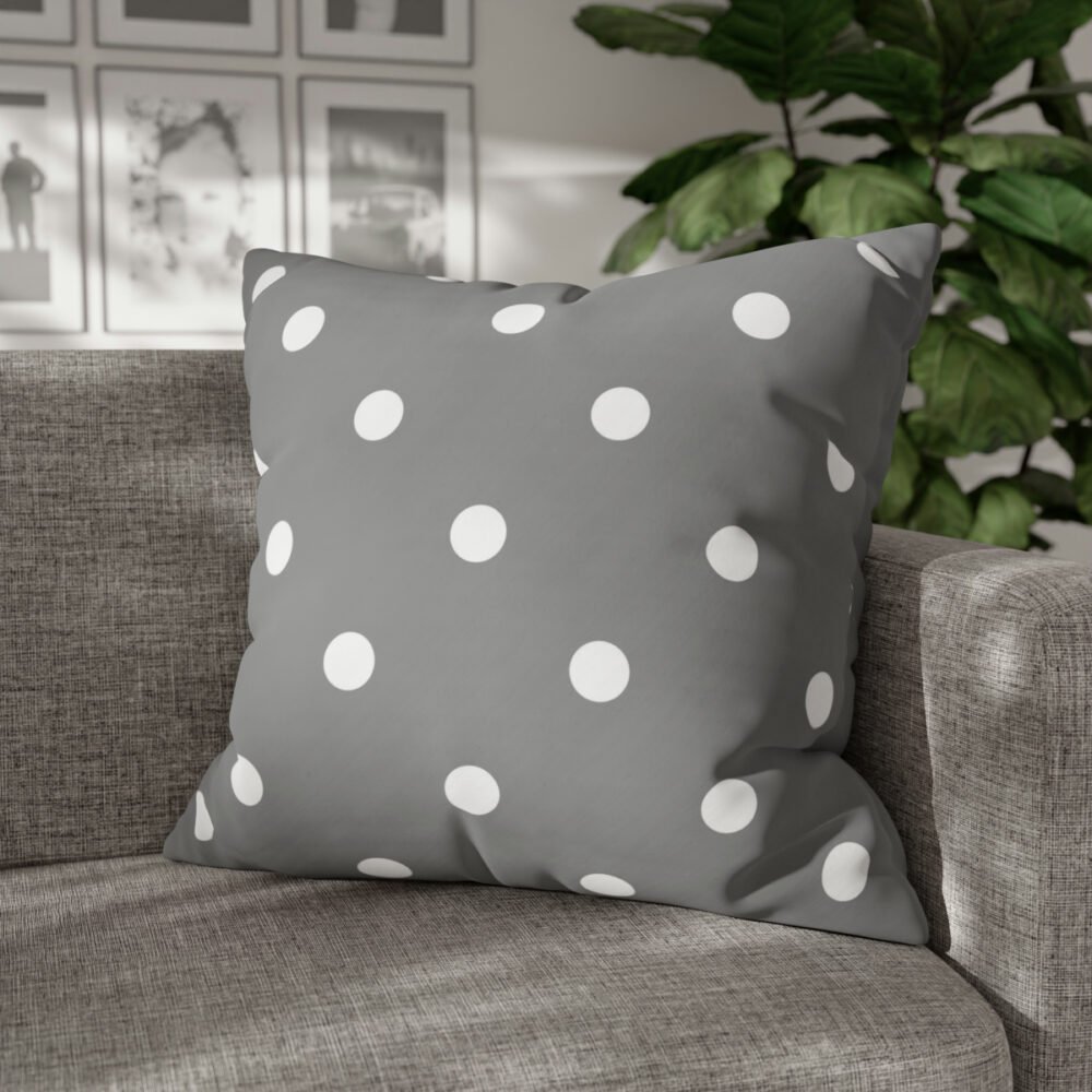 Gray White Polka Dot Euro Pillow Shams - Image 4