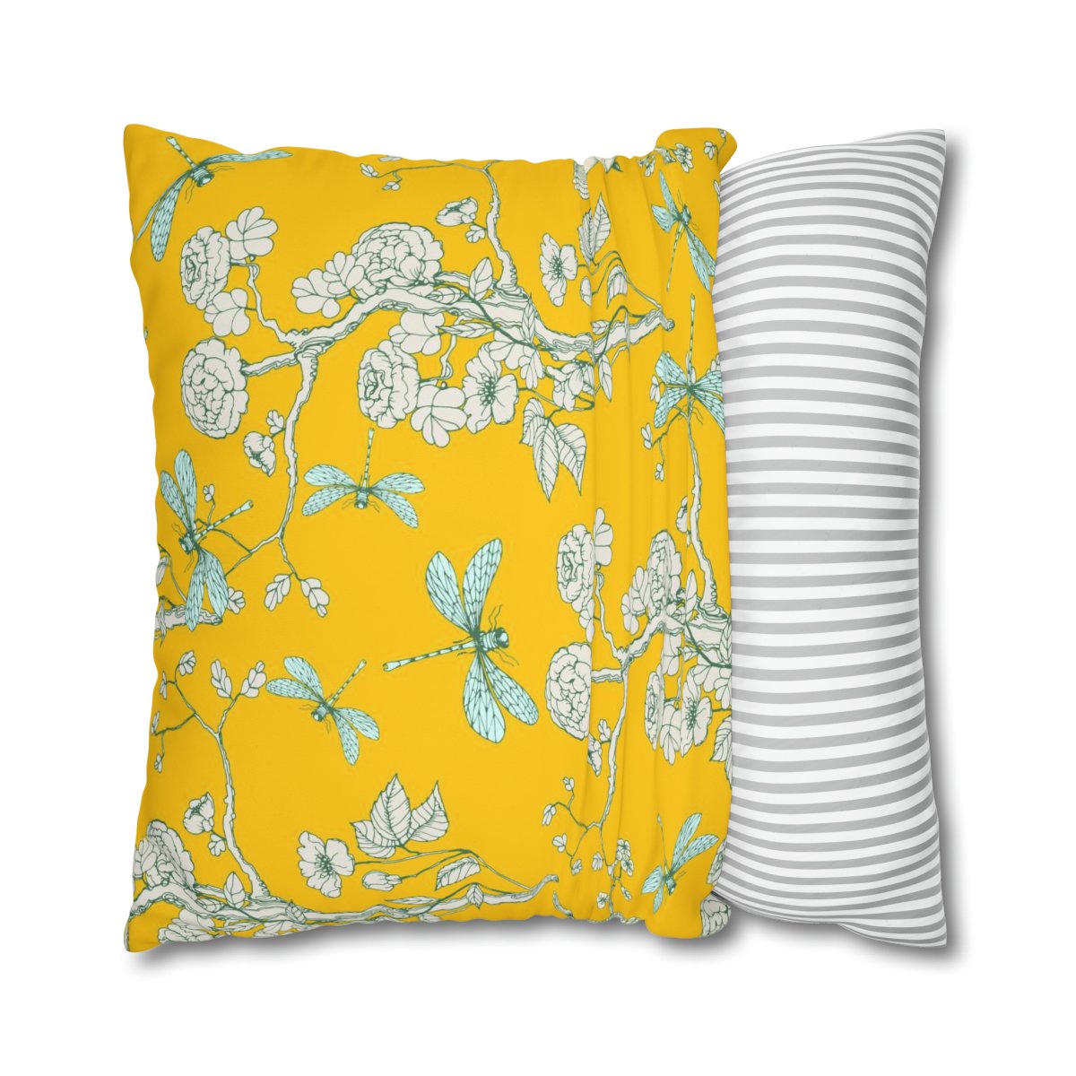 Chinoiserie Style Yellow Euro Pillow Shams - Image 2