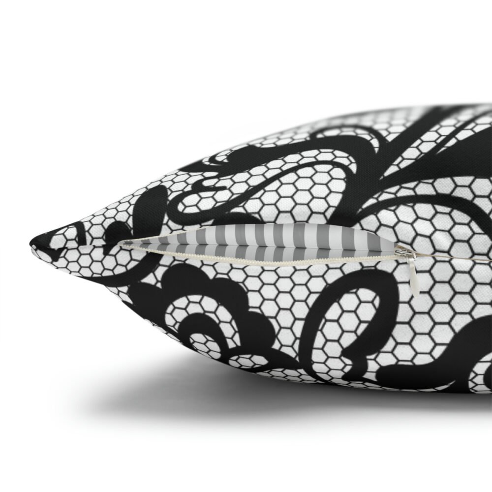 Black n White Laces Pattern Euro Pillow Shams - Image 3