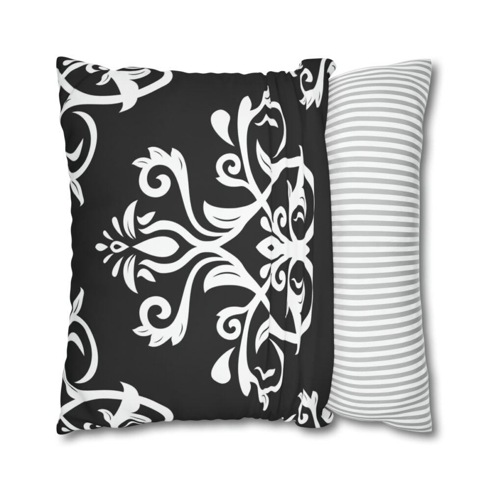 Classic Black n White Floral Euro Pillow Shams - Image 2
